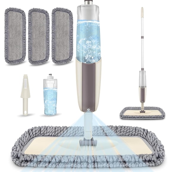 Spray Wet Mops for Hardwood Floor Cleaning - MEXERRIS Microfiber Dust Mop with Spray 3X Reusable Washable Pads - Hard Wood Floor Mops Commercial Home Mop for Laminate Wood Tiles Hardwood Vinyl