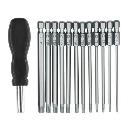 

13Pcs 100mm Torx Long Screwdriver Bits Set Magnetic Torx Bit Set T6-T40 1/4 Inch Hex Electric Screwdriver Tools