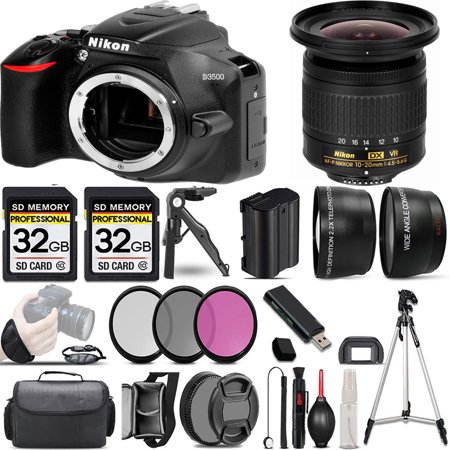 Nikon D3500 DSLR Camera (Body Only) +10-20mm f/4.5-5.6G Lens +3 PC Filter +64GB