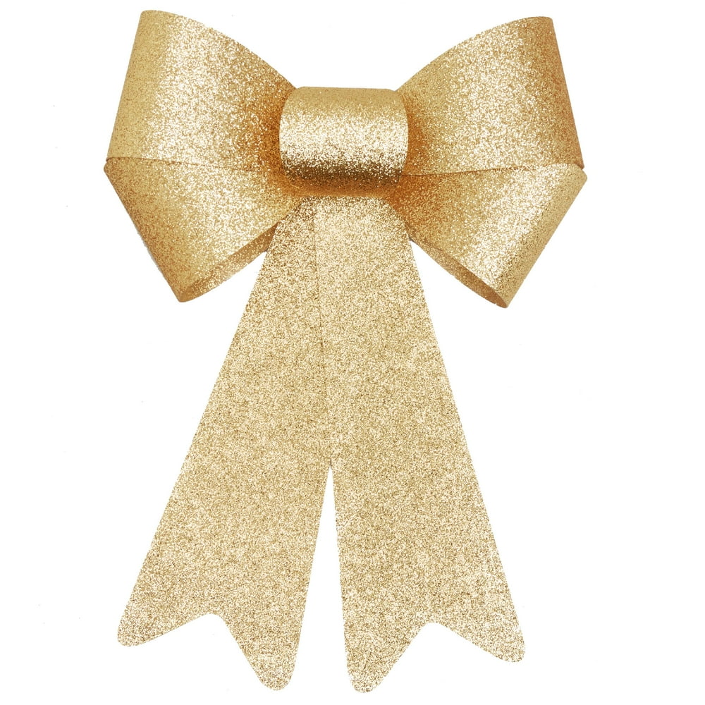 Holiday Time Gold Glitter Rigid Bow