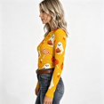 thumbnail image 4 of SHIXINCHIL Ribbed Knit Long Sleeve Shirts for Women Novelty Halloween T-shirt Slim Fit Casual Y2k Crop Tops Spooky Season Festive Tee Top Multicolor M, 4 of 8