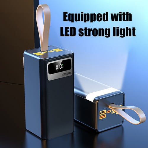 Real 30000mAh Large-capacity Mobile Power Supply with LED Power Display/Built-in Camping Light/Type-C/Micro/USB Interface, Suitable for Fast Charging, Outdoor Removable Emergency Power Supply Device