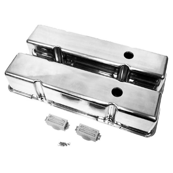 Cobra-Tek Fits 1958-1986 Chevy SB Small Block Tall Polished Aluminum Valve Covers Smooth