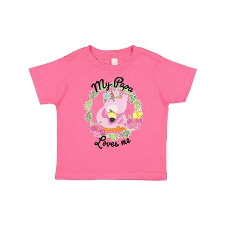 

Inktastic Baby Flamingo My Papa Loves Me in Flower Wreath Gift Toddler Boy or Toddler Girl T-Shirt
