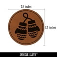 thumbnail image 2 of Cozy Winter Mittens 2.5" Faux Leather Round Engraved Iron-On Patch - Brown, 2 of 6