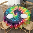 thumbnail image 3 of Colorful Tie Dye Pattern Round Tablecloth 60"x60",Wrinkle Wipeable Table Cloth for Kitchen Dining Room Picnic Patio Party, 3 of 6