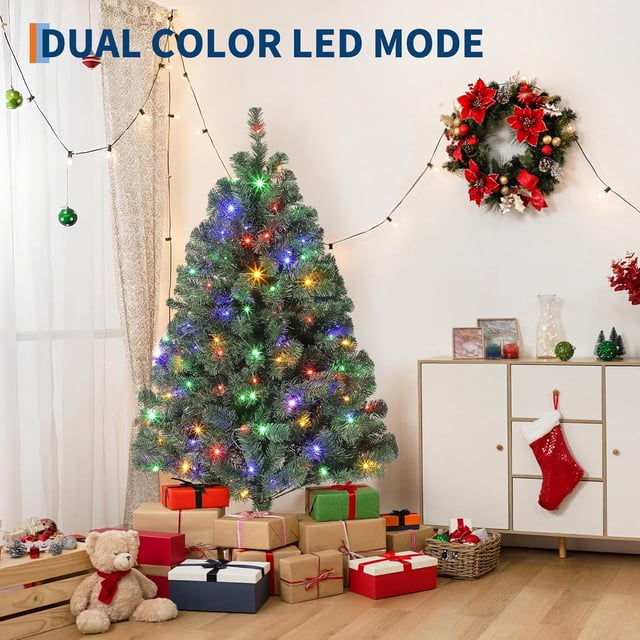 6 ft prelit artificial high-end spruce christmas tree con LED lights, hinged metal branches, y foldable stand - suitable para home, oficina, y winter holiday decor