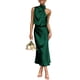 thumbnail image 1 of Elegante vestido de satén con cuello halter vestido de noche largo para fiesta club (verde XXL) FLhrweasw Para estrenar, 1 of 9