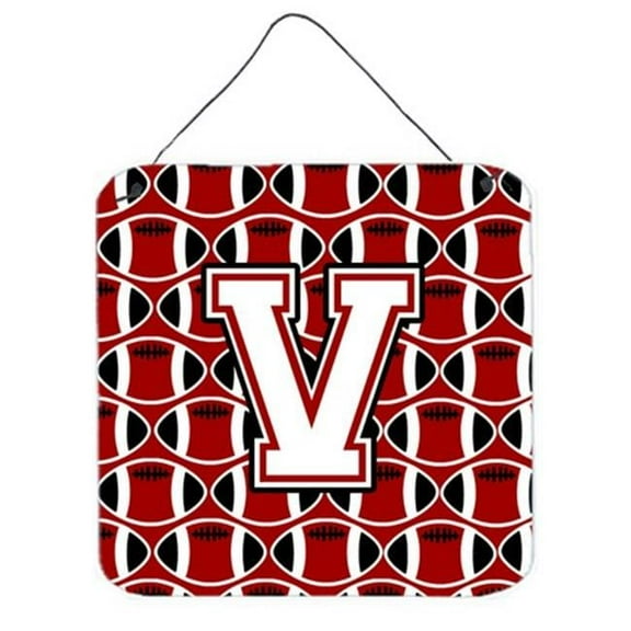 Letter V Football Cardinal & White Wall or Door Hanging Prints