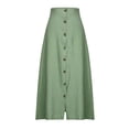thumbnail image 1 of Vestido con abertura de algodón y lino para mujer: cintura media, largo medio, color liso, adecuado para verano/otoño, tallas S-XXL (cintura/cadera/longitud), 1 of 4