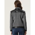 thumbnail image 4 of Chaqueta de Tweed de retazos a cuadros Allegra K Vintage informales Blanco negro XS, 4 of 5