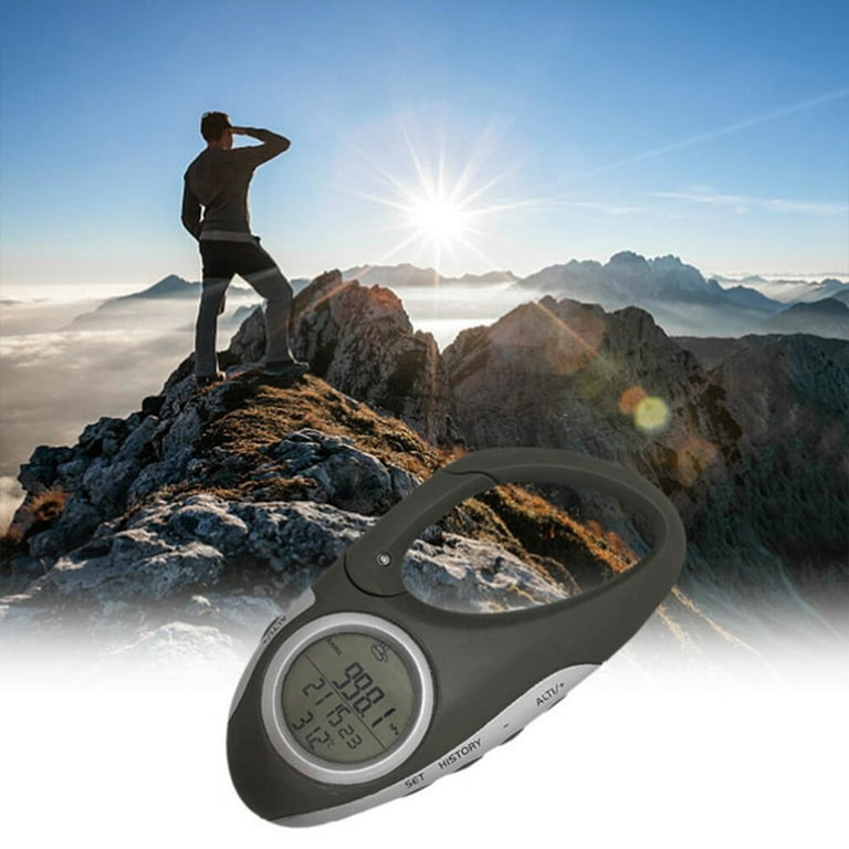 Digital Altimeter, 8 In 1 Handheld Electronic Altitude Gauge Thermometer  Barometer Carabiner Altimeter for Outdoor Hiking Camping Fishing 
