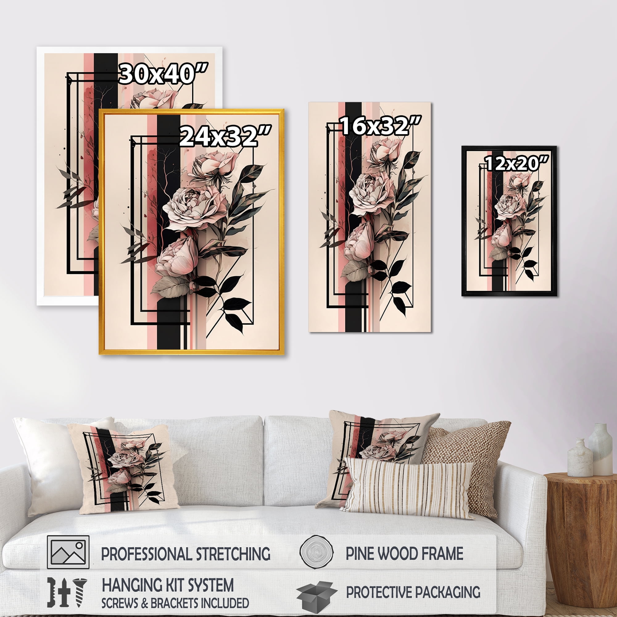 Designart Hyperrealistic Minimalism Abstract Roses I Canvas Wall Art