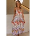 thumbnail image 3 of Cismea - Mini Vestido de Verano con Volantes Florales para Mujer, sin Mangas, con Lazo en El Hombro, LíNea Acampanada, Vestidos Cortos, Vestidos de Playa Cismea falda, 3 of 5