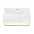 thumbnail image 2 of Claire 22" Wall-Mount Bathroom Sink with Brushed Gold Towel Bar, 2 of 14