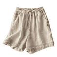 thumbnail image 2 of Women's Shorts Women'S Cotton And Linen Five Point Pants For Women 2025 Summer New Retro Hollow Lace Splicing Literary Shorts Loose Casual Mid Trouser Shorts,Beige Women's Shorts L, 2 of 7