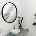thumbnail image 3 of BizChair Black Round Wall Mirror - 27.5 Inch Large Round Mirror, Rustic Accent Mirror for Bathroom, Entry, Dining Room, & Living Room. Metal Wall Mirror, 3 of 11