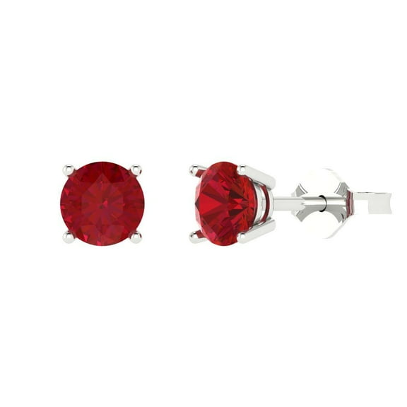 Clara Pucci 1.5Ct Ruby Round Cut VVS1 Push Back Stud 18k Solid hypoallergenic Gold Designer Earrings For July