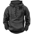 thumbnail image 2 of Men's Hooded Solid Color Sweater, European American Youth Sport Style Multi Pocket Patch Leather Sweater Jacket for Street Fashion and Outdoor Wear,Gray,2XL, 2 of 4