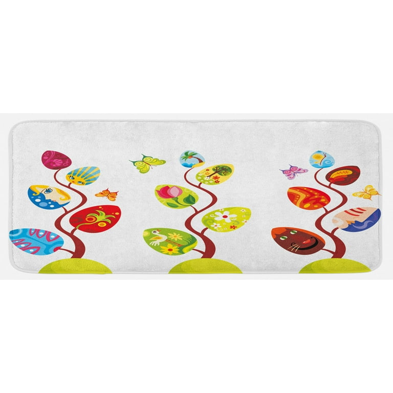 Magic Kitchen Mat, Magic Tree Branches with Diverse Leaves Filled with  Human and Cat Face Tree of Life, Plush Decorative Kitchen Mat with Non Slip