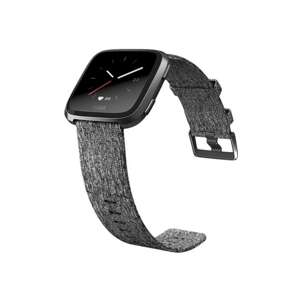Fitbit Versa Special Edition black smart watch with woven band charcoal black Bluetooth NFC Walmart