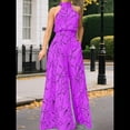 thumbnail image 4 of Elegantes para Mujer, para Fiestas de Noche, Invitadas de Boda, Grandes, Sin Mangas, Pantalones Largos de Pierna Púrpura XXL, 4 of 5