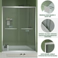 thumbnail image 6 of 56-60"x70" aluminum frame double sliding shower door, bypass bathroom sliding door with premium 5/16" (8mm) clear tempered glass, chrome hardware, sliding glass shower enclosure, chrome finish, 6 of 9