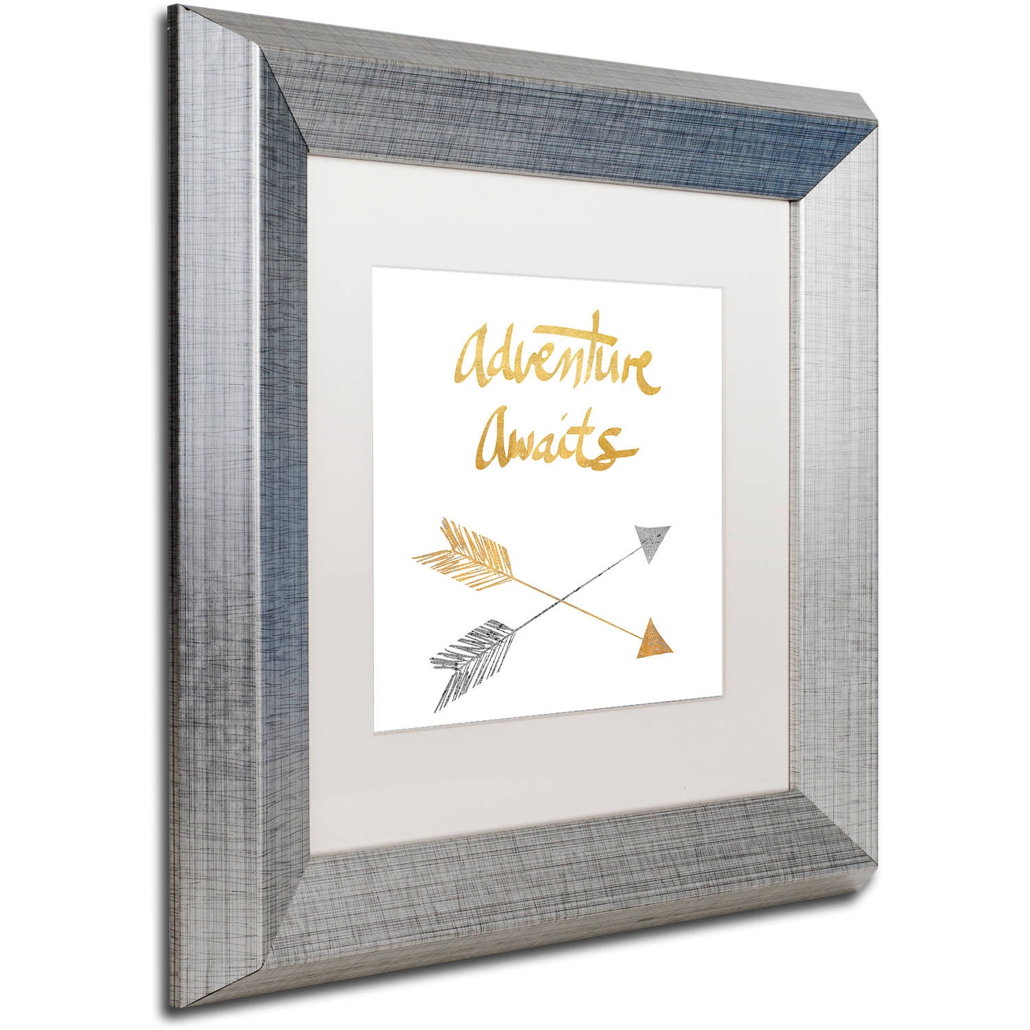 Trademark Fine Art "Adventure Arrows" Canvas Art by Lisa Powell Braun, White Matte, Silver Frame