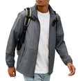 thumbnail image 6 of GrmtClth Men's Lightweight Stand Collar Windbreaker Jacket, Casual Full Zip Up Outerwear with Pockets, Breathable Coat Sun Protection Clothing Dark Gray L, 6 of 8