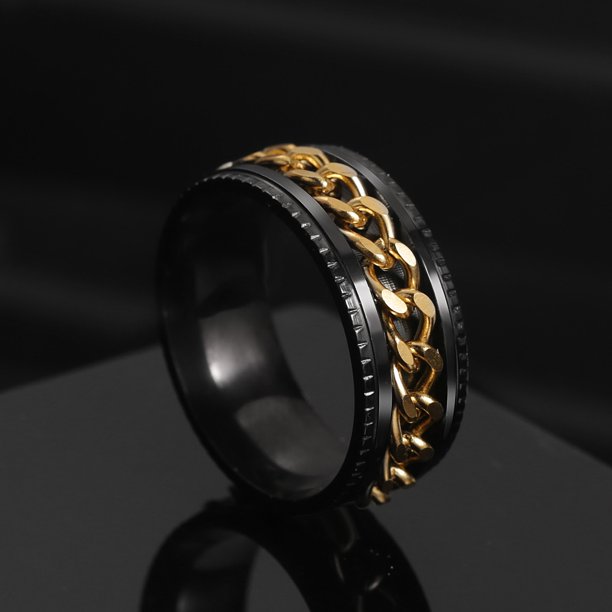 Nuevo anillo de pareja giratorio de acero inoxidable genial, cadena giratoria de alta calidad, anillos giratorios para mujer, hombre, joyería Punk, regalo de fiesta Dengxun unisex
