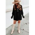 thumbnail image 4 of Women's Black Waffle Knit Buttoned Long Sleeve Top, 4 of 6