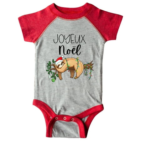 

Inktastic Joyeux Noël- Christmas Sloth Gift Baby Boy or Baby Girl Bodysuit