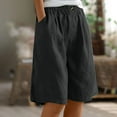 thumbnail image 2 of Chroia Shorts for Women Casual Wide Leg Summer Beach Linen Shorts with Pockets, 2 of 9