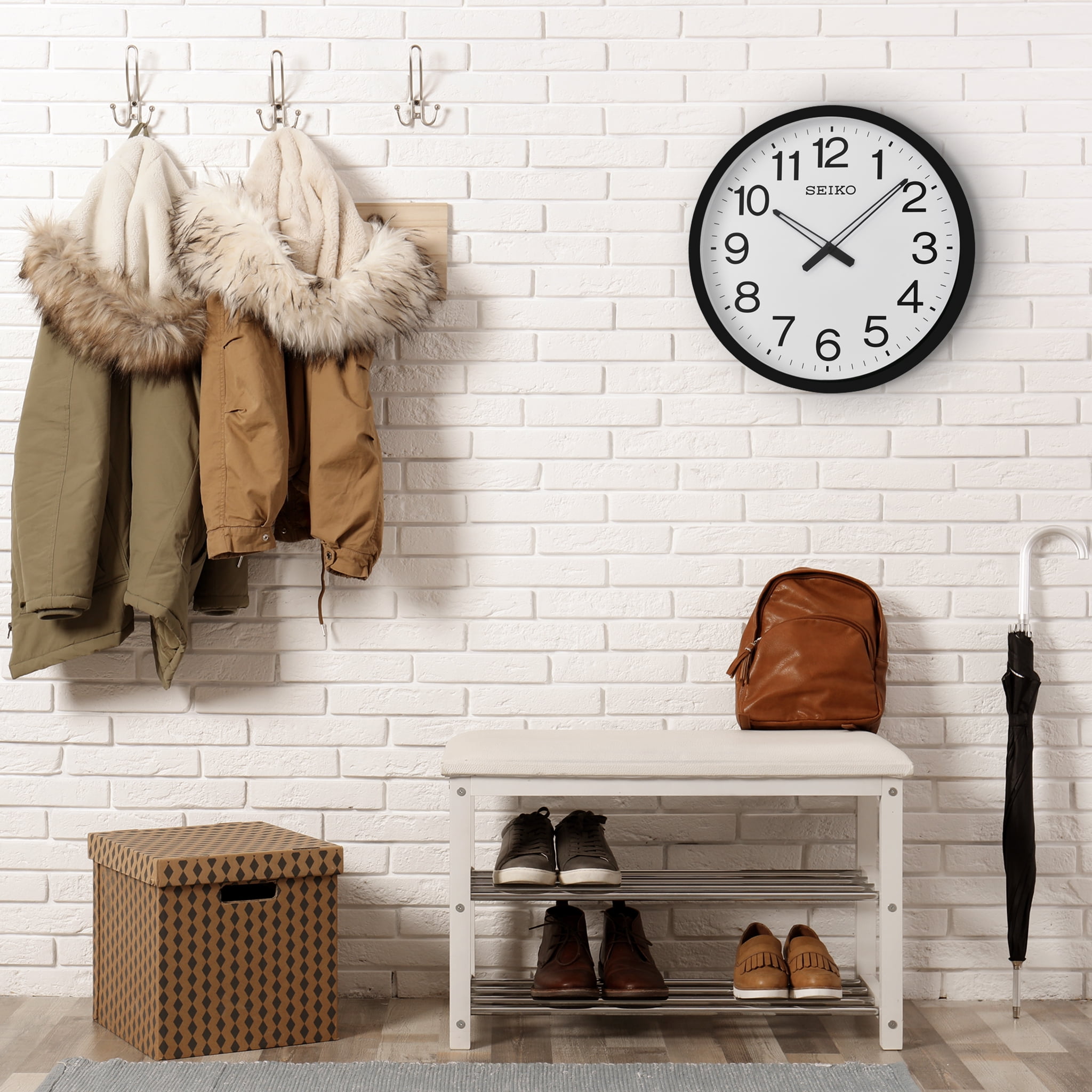 Seiko 20" Ultra Modern Gray Framed Wall Clock, Quartz, Analog, QXA563SLH