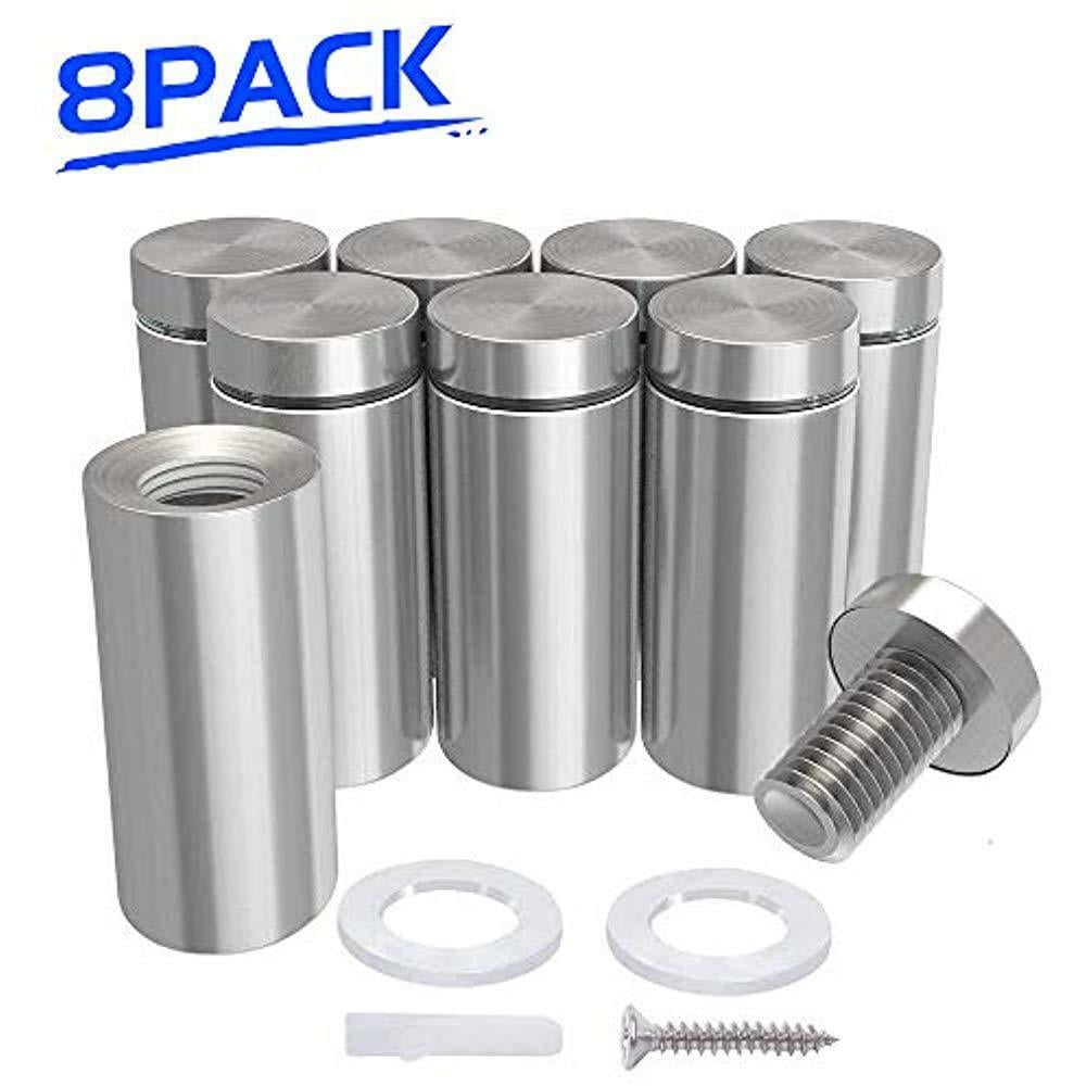 3/4" Spacers X 31/5" Glass Standoffs Stainless Steel, Wall Screws