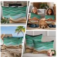 thumbnail image 5 of Green Beach Outdoor Waterproof Pillow Covers, Abstract Stripes Gradient Ocean Brown Sand Decorative Square Throw Pillowcase Sofa Cushion Sham for Patio/Couch/Chair, 20"x20" 2 Pack, 5 of 8