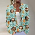 thumbnail image 2 of QATAINLAV Thanksgiving Knit Sweater Women Novelty 3D Print Button Down Cardigans Long Sleeve Lightweight Open Front Outerwear Jacket, Blue, M, 2 of 6