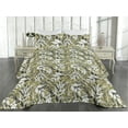 thumbnail image 2 of Ambesonne Leafy Design Quilted Bedspread Set 3 Pcs, Modern Leaves Exotic, Twin, White Pale Olive Green, 2 of 4