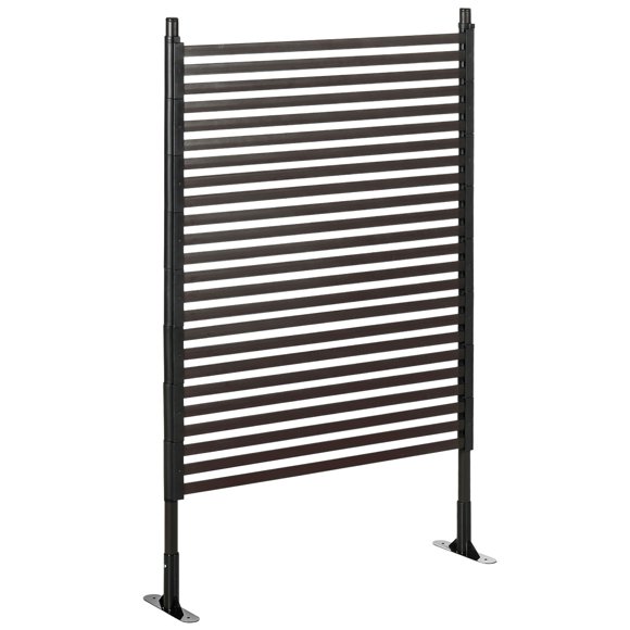 Outsunny Picket Metal Garden Fence 5 ft Outdoor Fencing with Feet, Brown