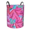 thumbnail image 2 of XMXT Collapsible Laundry Basket, Magenta Tropical Botanical Print Waterproof Laundry Hamper, 40L Pink, 2 of 8