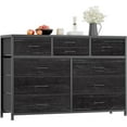 thumbnail image 3 of Black 10 Drawer Dresser,TV Stand Entertainment Center Fabric Storage Dressers Drawers for Bedroom, Hallway, Nursery, Closets, Steel Frame, Wood Top, 3 of 8