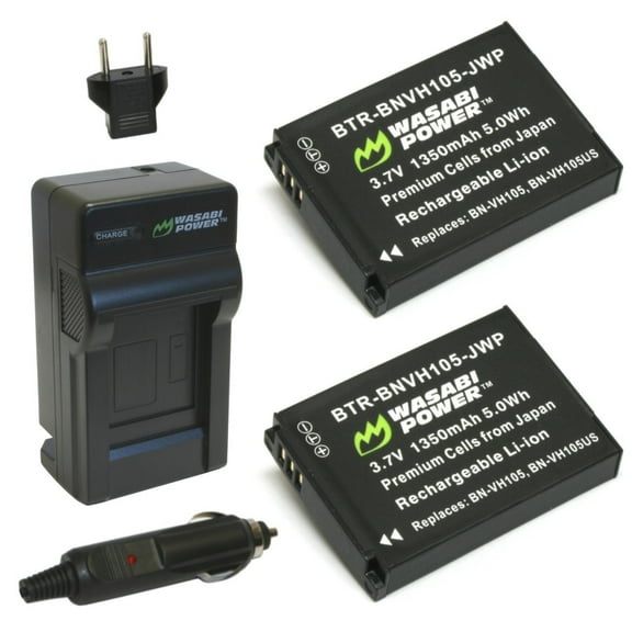Wasabi Power Battery (2-Pack) and Charger for JVC BN-VH105