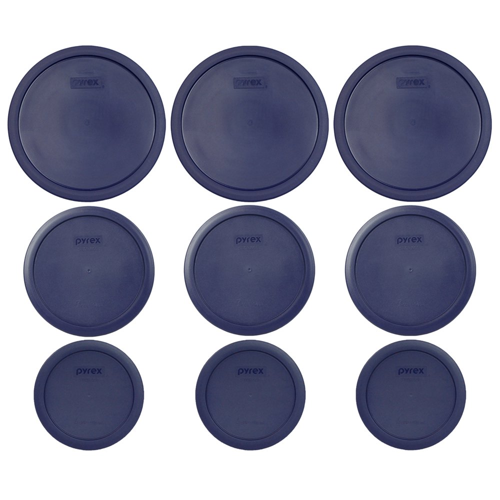 Pyrex Replacement Lids (3) 7403PC 10Cup, (3) 7402PC 6/7Cup, and (3