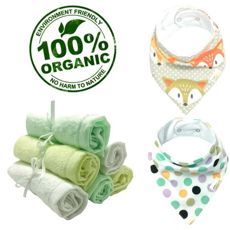 Baby Wear by Andee presents Organic Bamboo Baby Washcloths & Organic Cotton Baby Bibs