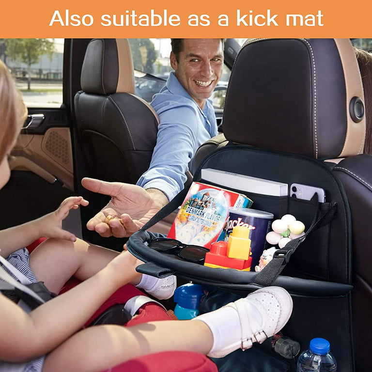 Car Backseat Organisers Universal Car Back Seat Organiser Foldable Table  Holder PU Leather Kick Mat for Bottle Tissue Box Kid Toys : :  Baby