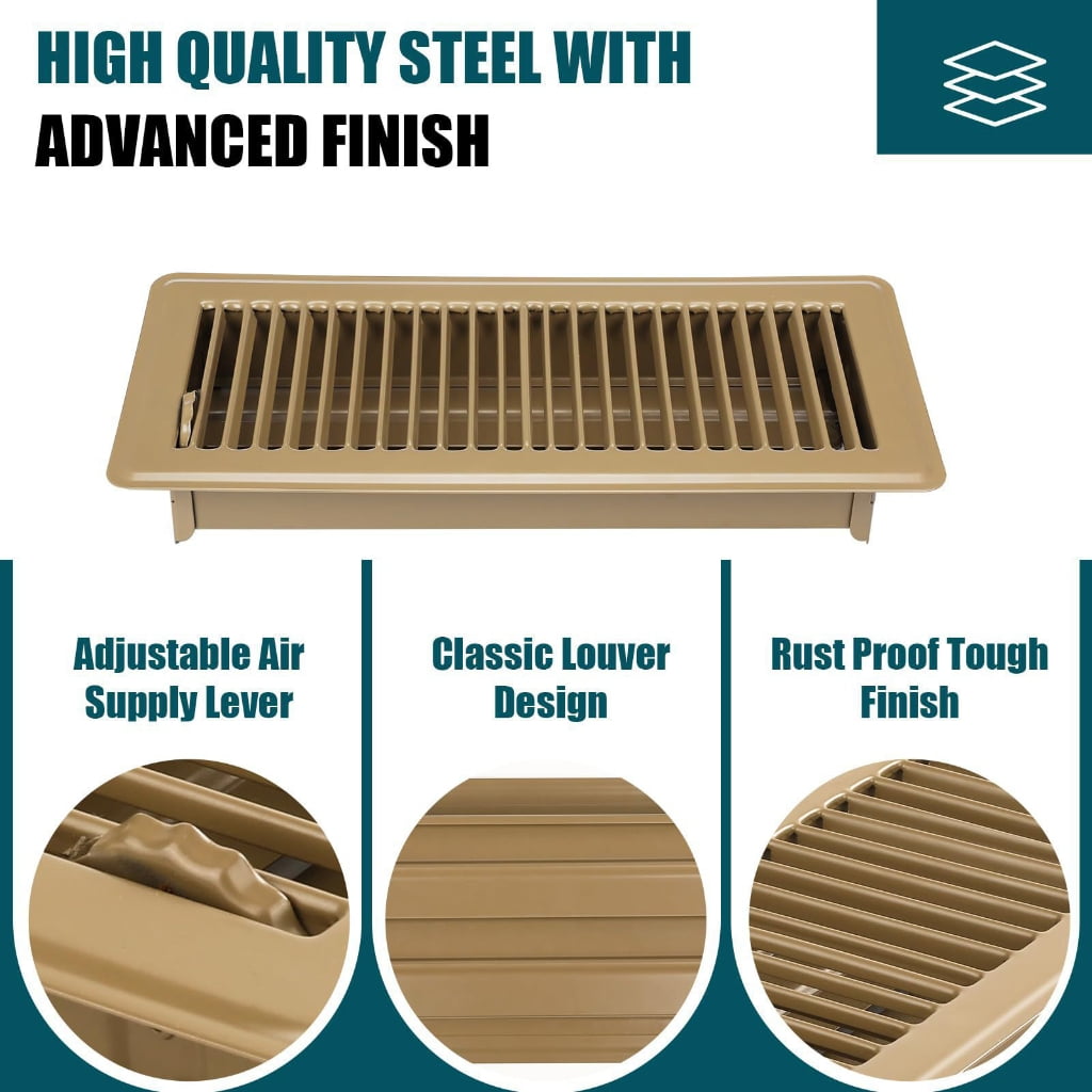 MOMOJIA 3 Pcs Steel 4x10 Foot Rustproof Ventilation Grilles for Ceiling Wall Floor