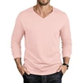 thumbnail image 3 of REZUOFI Mens V Neck Long Sleeve T Shirt Solid Color Breathable Casual Loose for Spring Fall Daily Sports, 3 of 7