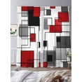 thumbnail image 4 of Sheer Curtains 84 inches Long 2 Panels Set Red Black and Grey Light Filtering Sheer Drapes Rod Pocket Window Curtains for Living Room/Bedroom, Geometric Modern Abstract Art, 4 of 8