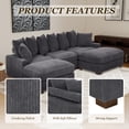thumbnail image 5 of MOONMISS 122" Large Modular Sectional Corduroy Sofa with Adjustable Headrests, Comfy L-Shaped Cloud Couch, Modern Living Room Furniture Reclining Couches,Sofas Simple Assembly,Gray, 5 of 6