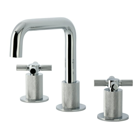 Kingston Brass KS1411KNX Convergent Two-Handle 3-Hole Deck Mount Widespread Bathroom Faucet with Push Pop-up Drain in Polished Chrome